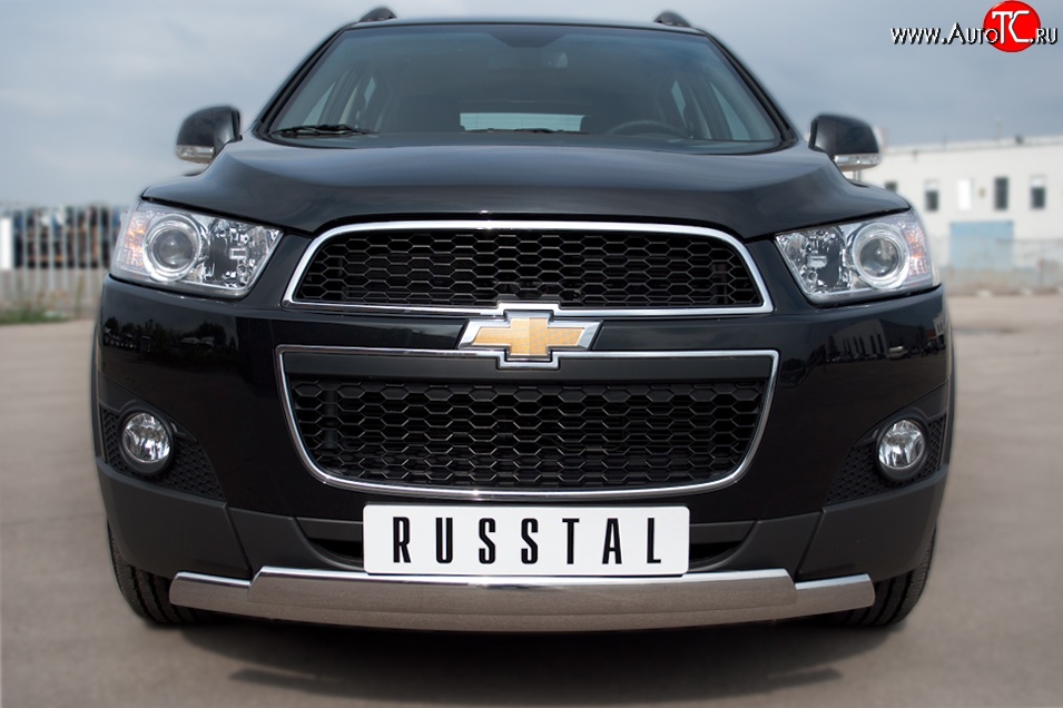 16 849 р. Защита переднего бампера (2 трубыØ75х42 мм, нержавейка) Russtal Chevrolet Captiva 1-ый рестайлинг (2011-2013)  с доставкой в г. Пермь