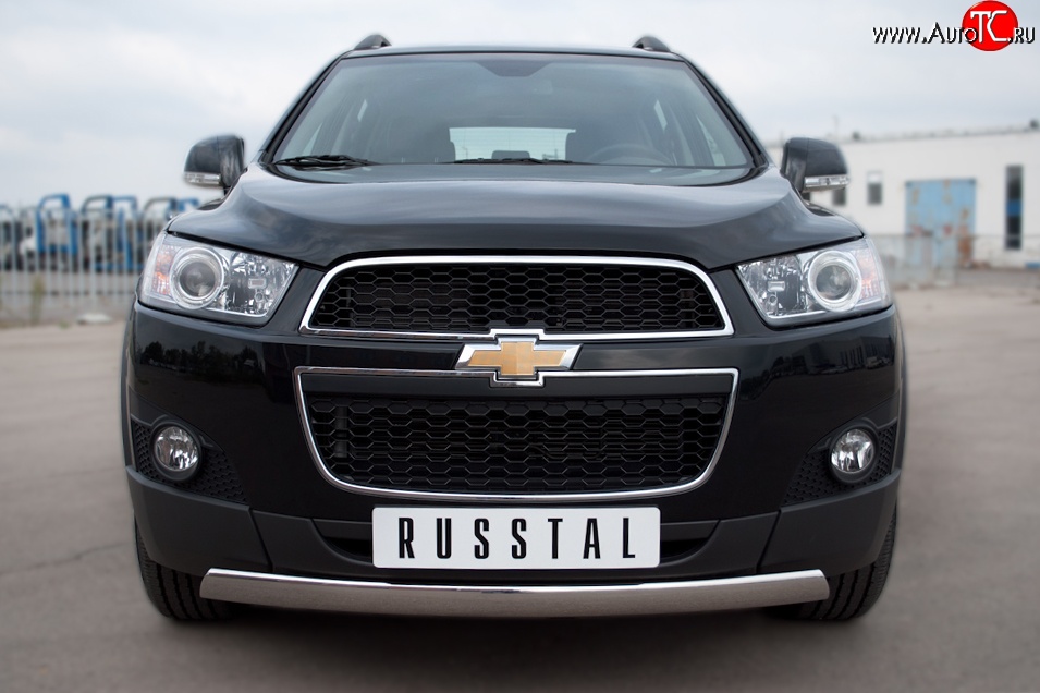 12 499 р. Защита переднего бампера (Ø75х42 мм, нержавейка) Russtal Chevrolet Captiva 1-ый рестайлинг (2011-2013)  с доставкой в г. Пермь