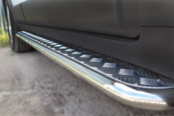 Широкая защита порогов с трубой диаметром 42 мм SLITKOFF v3 Chevrolet Captiva (2013-2016) 2-ой рестайлинг