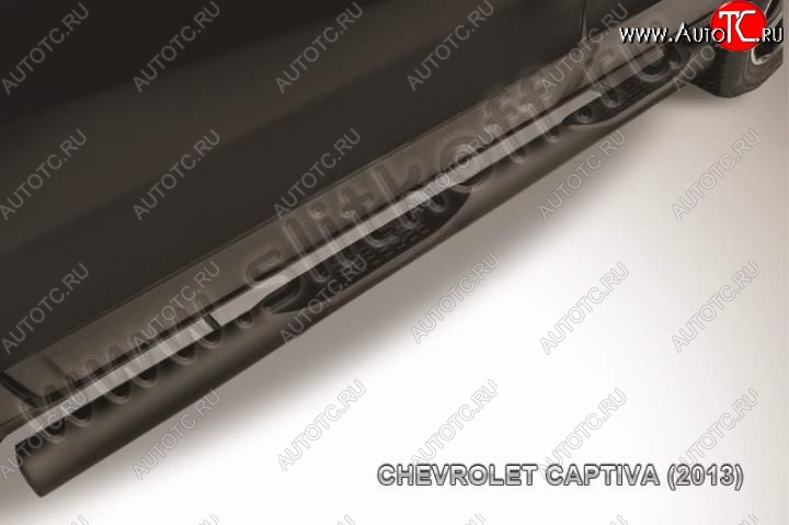 12 399 р. Защита порогов d76 с проступями Slitkoff  Chevrolet Captiva (2013-2016) 2-ой рестайлинг (Цвет: серебристый)  с доставкой в г. Пермь