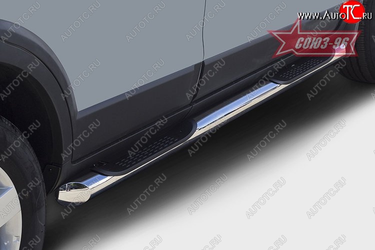 18 719 р. Защита порогов с проступью Souz-96 (d76)  Chevrolet Captiva (2011-2013) 1-ый рестайлинг  с доставкой в г. Пермь