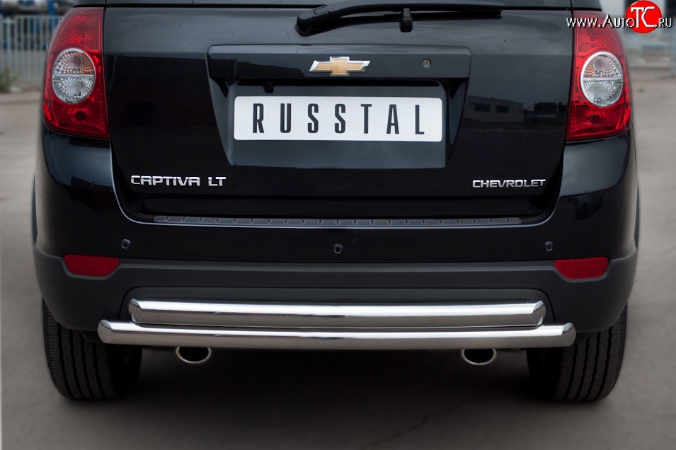 17 999 р. Защита заднего бампера (2 трубы Ø63 мм, нержавейка) SLITKOFF  Chevrolet Captiva (2011-2013) 1-ый рестайлинг  с доставкой в г. Пермь