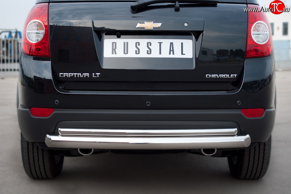 17 949 р. Защита заднего бампера (Ø76 и 42 мм, нержавейка) SLITKOFF  Chevrolet Captiva (2011-2013) 1-ый рестайлинг  с доставкой в г. Пермь