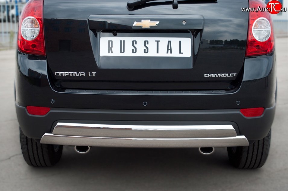 16 849 р. Защита заднего бампера (2 трубы Ø76х42 мм, нержавейка) Russtal Chevrolet Captiva 1-ый рестайлинг (2011-2013)  с доставкой в г. Пермь