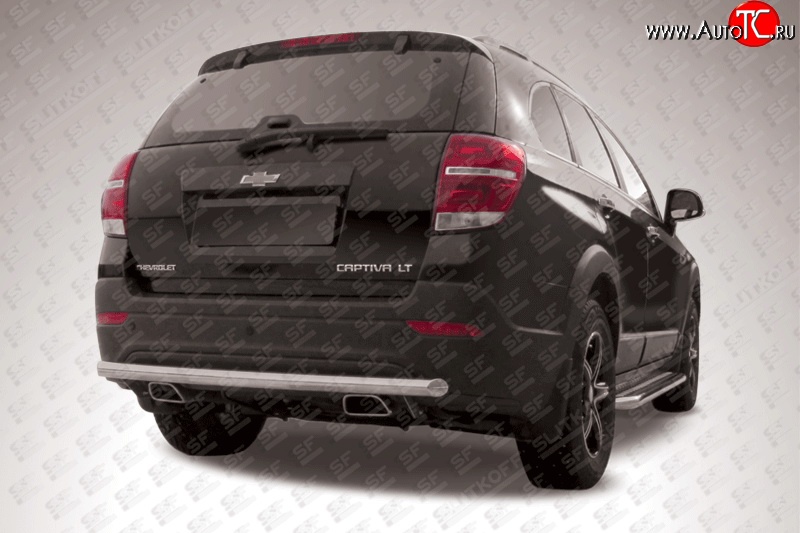 11 599 р. Защита заднего бампера из длинной трубы диаметром 57 мм Slitkoff  Chevrolet Captiva (2013-2016) 2-ой рестайлинг (Нержавейка, Полированная)  с доставкой в г. Пермь