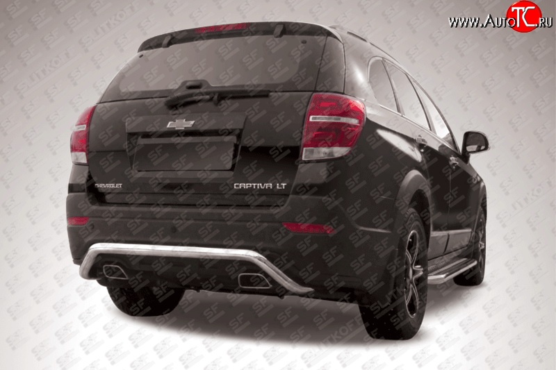 12 299 р. Фигурная защита заднего бампера диаметром 57 мм Slitkoff  Chevrolet Captiva (2013-2016) 2-ой рестайлинг (Нержавейка, Полированная)  с доставкой в г. Пермь
