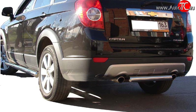 2 599 р. Защита заднего бампера d63.5 мм Металл Дизайн  Chevrolet Captiva (2011-2013) 1-ый рестайлинг (полированная нержавейка)  с доставкой в г. Пермь