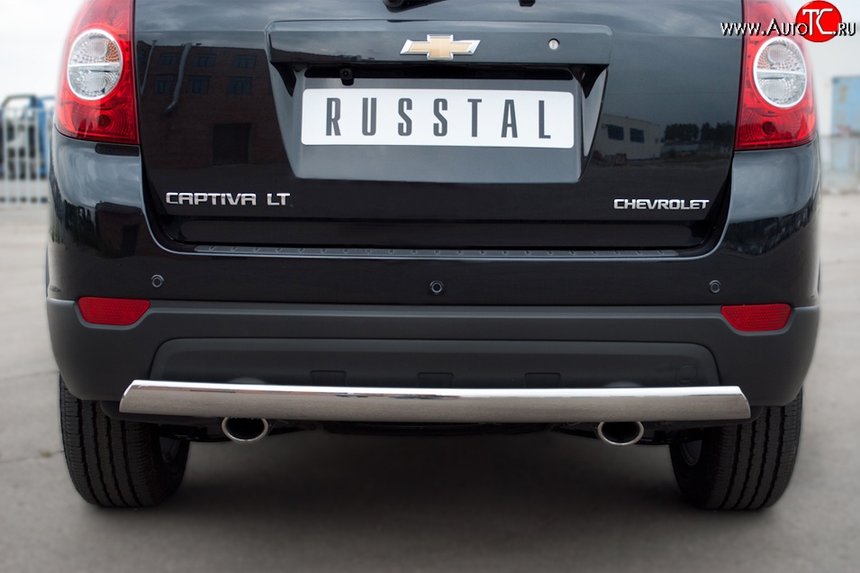 4 999 р. Защита заднего бампера (Ø75x42 мм, нержавейка) Russtal Chevrolet Captiva 1-ый рестайлинг (2011-2013)  с доставкой в г. Пермь