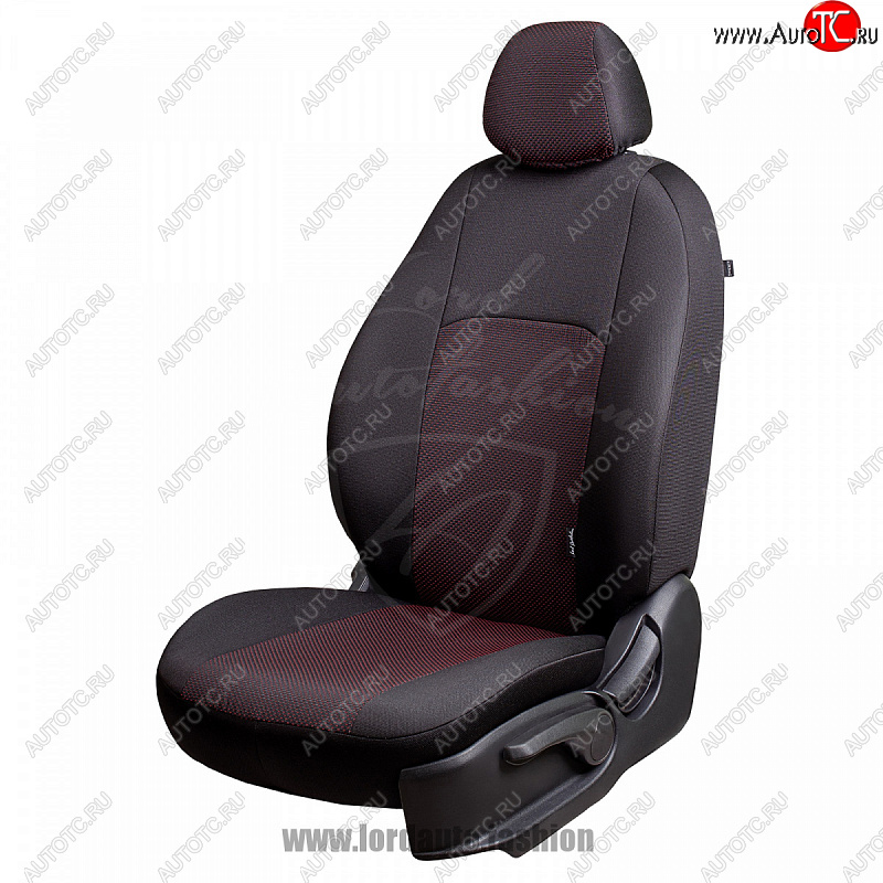 5 899 р. Чехлы для сидений Lord Autofashion Дублин (жаккард) Chevrolet Cobalt седан дорестайлинг (2011-2016) (Черный, вставка Ёж Красный)  с доставкой в г. Пермь