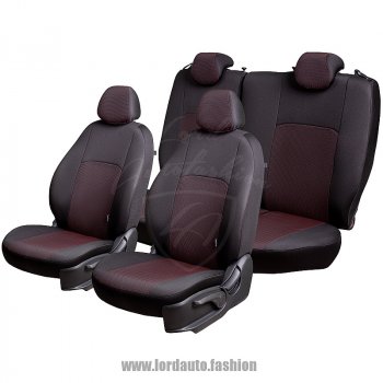 5 899 р. Чехлы для сидений Lord Autofashion Дублин (жаккард) Chevrolet Cobalt седан дорестайлинг (2011-2016) (Черный, вставка Ёж Красный)  с доставкой в г. Пермь. Увеличить фотографию 2