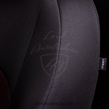 5 899 р. Чехлы для сидений Lord Autofashion Дублин (жаккард) Chevrolet Cobalt седан дорестайлинг (2011-2016) (Черный, вставка Ёж Красный)  с доставкой в г. Пермь. Увеличить фотографию 3