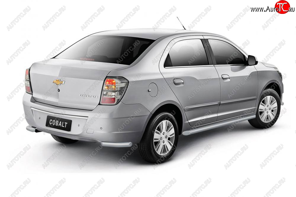 3 789 р. Защита заднего бампера PT GROUP угловая Ø38мм ИСКРА (ППК) CHEVROLET Cobalt 2019-  Chevrolet Cobalt (2019-2023) седан 2-ой рестайлинг (Сталь полимерным покрытием в цвет: серебристый ❞Искра❝)  с доставкой в г. Пермь