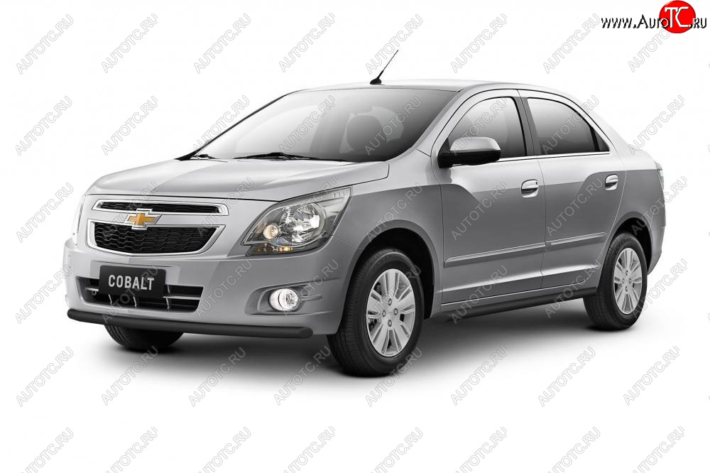 4 299 р. Защита порогов Petroil Tuning (Ø38 мм)  Chevrolet Cobalt (2019-2023) седан 2-ой рестайлинг (Сталь с полимерным покрытием в цвет: черный ❞Шагрень❝)  с доставкой в г. Пермь