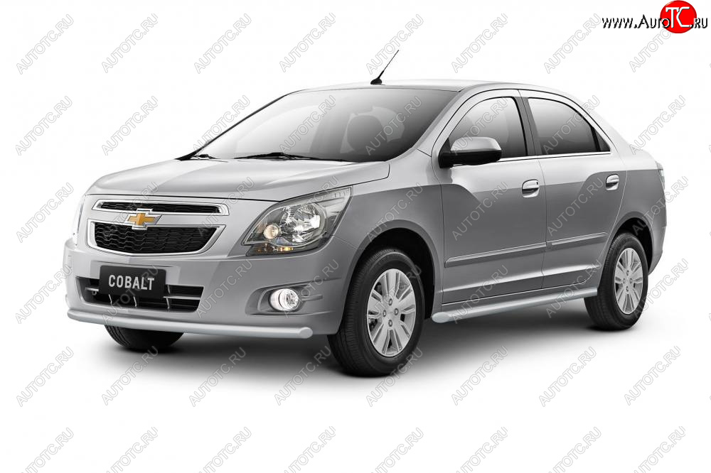 4 299 р. Защита порогов Petroil Tuning (Ø38 мм)  Chevrolet Cobalt (2019-2023) седан 2-ой рестайлинг (Сталь полимерным покрытием в цвет: серебристый ❞Искра❝)  с доставкой в г. Пермь