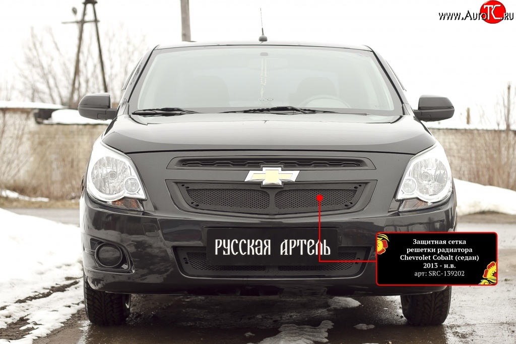 1 889 р. Защитная сетка решетки радиатора RA Chevrolet Cobalt седан дорестайлинг (2011-2016) (Неокрашенная)  с доставкой в г. Пермь