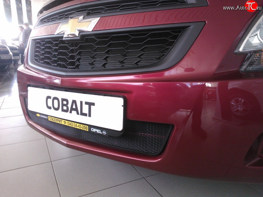 2 089 р. Нижняя сетка на бампер Russtal (черная) Chevrolet Cobalt седан дорестайлинг (2011-2016)  с доставкой в г. Пермь
