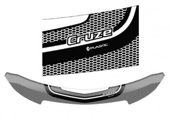 Дефлектор капота CA-Plastiс Chevrolet Cruze ( J300,  D2LC) (2009-2018) седан дорестайлинг, седан рестайлинг (Серия Art белая)