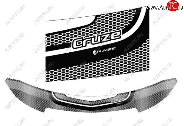 2 299 р. Дефлектор капота CA-Plastiс  Chevrolet Cruze ( J300,  D2LC) (2009-2018) седан дорестайлинг, седан рестайлинг (Серия Art белая)  с доставкой в г. Пермь
