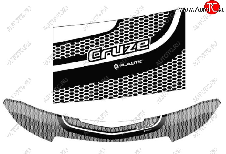2 299 р. Дефлектор капота CA-Plastiс  Chevrolet Cruze  J305 (2009-2015) хэтчбек дорестайлинг, хэтчбек рестайлинг (Серия Art графит)  с доставкой в г. Пермь