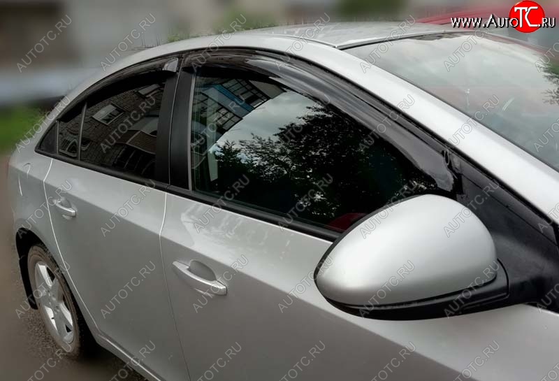 3 199 р. Дефлекторы окон (ветровики) SIM Chevrolet Cruze J300 седан рестайлинг (2012-2015)  с доставкой в г. Пермь
