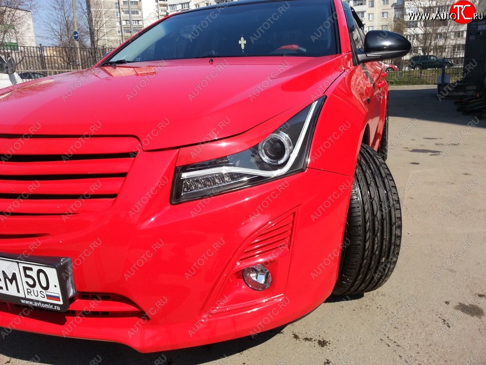 1 149 р. Реснички на фары Tuning-Sport v2 Chevrolet Cruze J300 седан рестайлинг (2012-2015) (Неокрашенные)  с доставкой в г. Пермь