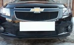 1 469 р. Нижняя сетка на бампер Russtal (черная) Chevrolet Cruze J305 хэтчбек дорестайлинг (2009-2012)  с доставкой в г. Пермь. Увеличить фотографию 4