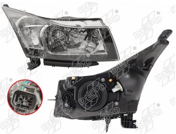 Левая фара (с электрокорректором) DEPO Chevrolet Cruze J300 седан дорестайлинг (2009-2012)