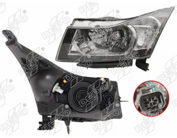 Левая фара (с электрокорректором) DEPO Chevrolet Cruze J300 седан дорестайлинг (2009-2012)
