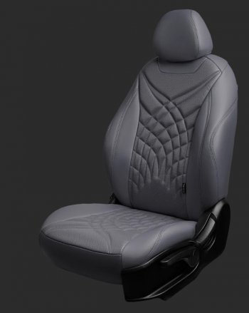 Чехлы для сидений Lord Autofashion Байрон ЖУК (экокожа, спинка 60/40, 2 П- и 1 Г-образных подголовника) Chevrolet Cruze J308 универсал рестайлинг (2012-2015) (Серый, вставка серая, строчка серая)