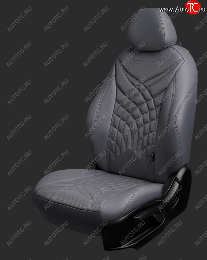 15 249 р. Чехлы для сидений Lord Autofashion Байрон ЖУК (экокожа, спинка 60/40, 2 П- и 1 Г-образных подголовника) Chevrolet Cruze J308 универсал рестайлинг (2012-2015) (Серый, вставка серая, строчка серая)  с доставкой в г. Пермь