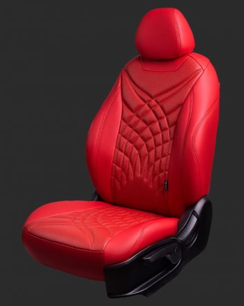 Чехлы для сидений Lord Autofashion Байрон ЖУК (экокожа, спинка 60/40, 2 П- и 1 Г-образных подголовника) Chevrolet Cruze J308 универсал рестайлинг (2012-2015) (Красный, вставка красная, строчка красная)