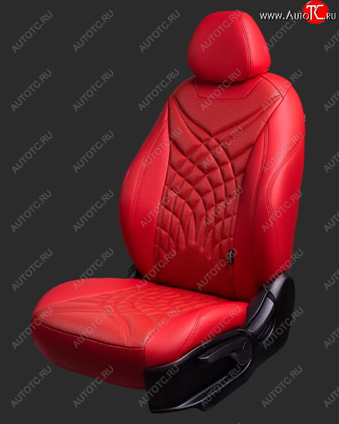 15 199 р. Чехлы для сидений Lord Autofashion Байрон ЖУК (экокожа, спинка 60/40, 2 П- и 1 Г-образных подголовника) Chevrolet Cruze J308 универсал рестайлинг (2012-2015) (Красный, вставка красная, строчка красная)  с доставкой в г. Пермь