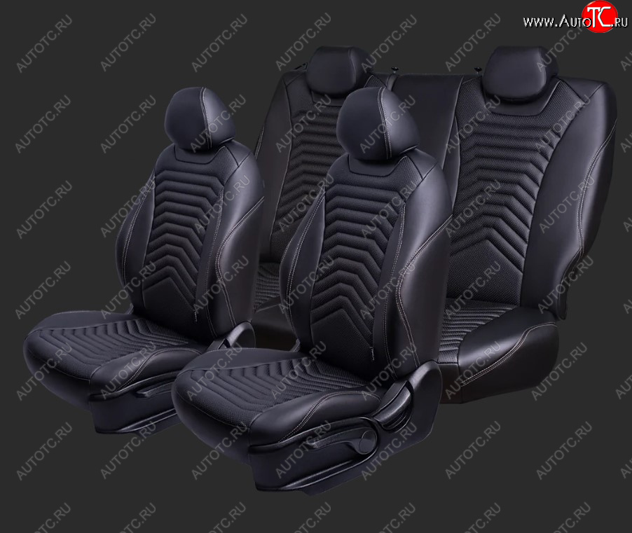 27 649 р. Чехлы для сидений Lord Autofashion Байрон ПРЕЗИДЕНТ (экокожа, спинка 60/40, 2 П- и 1 Г-образных подголовника Chevrolet Cruze J305 хэтчбек рестайлинг (2012-2015) (Черный, вставка черная, строчка бежевая)  с доставкой в г. Пермь