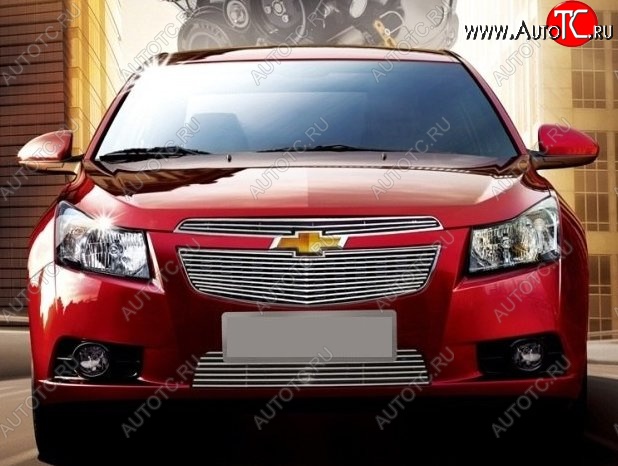 6 749 р. Декоративные вставки решетки радиатора и переднего бампера CT Chevrolet Cruze J300 седан рестайлинг (2012-2015) (Неокрашенная)  с доставкой в г. Пермь