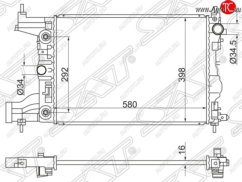 4 649 р. Радиатор двигателя SAT (трубчатый, МКПП/АКПП) Chevrolet Cruze J300 седан рестайлинг (2012-2015)  с доставкой в г. Пермь