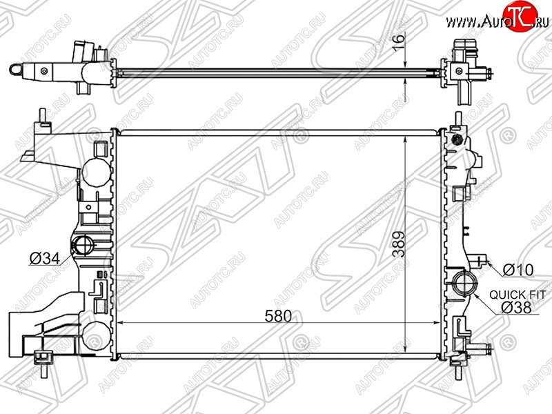 3 989 р. Радиатор двигателя SAT (трубчатый, 1.4/1.6/1.8, МКПП) Chevrolet Cruze J300 седан рестайлинг (2012-2015)  с доставкой в г. Пермь