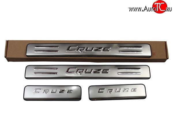 1 589 р. Накладки на порожки автомобиля M-VRS Chevrolet Cruze J300 седан дорестайлинг (2009-2012)  с доставкой в г. Пермь