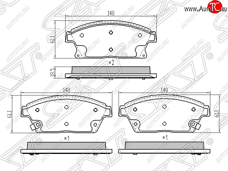 1 139 р. Колодки тормозные передние SAT (диски 300мм) Chevrolet Aveo T250 седан рестайлинг (2006-2011)  с доставкой в г. Пермь