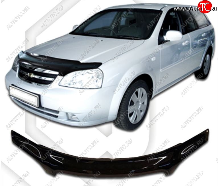 2 079 р. Дефлектор капота CA-Plastic  Chevrolet Lacetti  универсал (2002-2013) (Classic черный, Без надписи)  с доставкой в г. Пермь