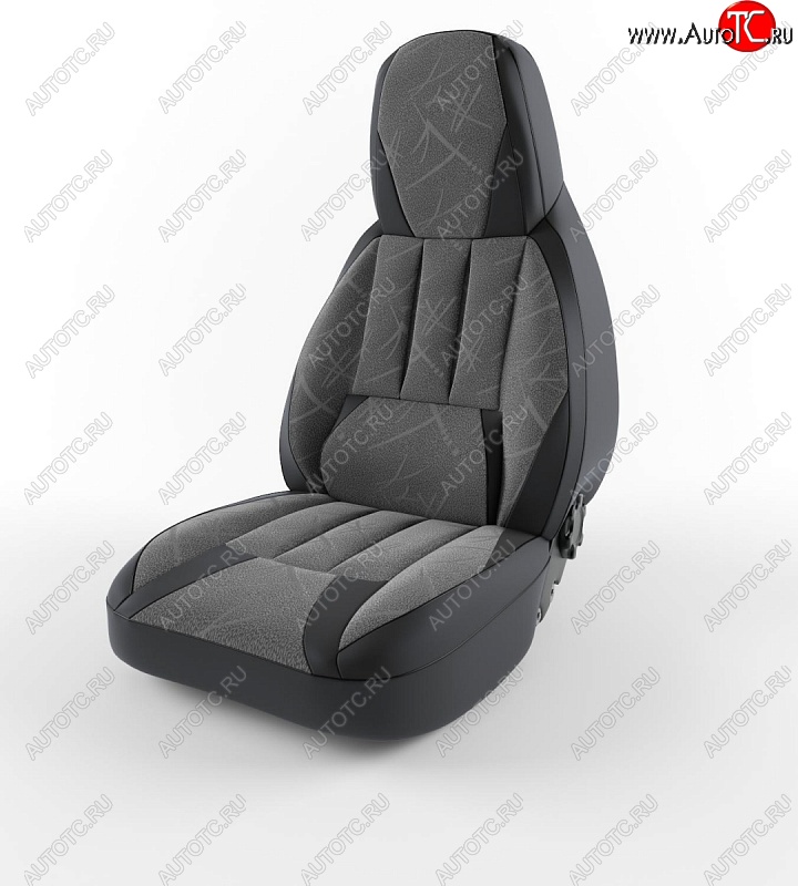 4 599 р. Чехлы для сидений Lord Autofashion Форсаж (экокожа)  Chevrolet Lanos  T100 (2002-2017) седан (Черный, вставка флок Серый флеш)  с доставкой в г. Пермь