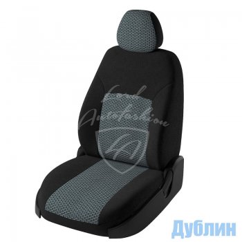 5 399 р. Чехлы для сидений Lord Autofashion Дублин (жаккард, 60/40, 2 горба)  Chevrolet Lanos  T100 (2002-2017) седан (Чёрный, вставка Сеул серый)  с доставкой в г. Пермь. Увеличить фотографию 2