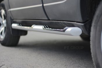 4 299 р. Защита порогов из трубы Ø63 мм с проступью Petroil Tuning  Chevrolet Niva  2123 (2009-2020), Лада 2123 (Нива Шевроле) (2009-2021) (Сталь полимерным покрытием в цвет: серебристый ❞Искра❝)  с доставкой в г. Пермь. Увеличить фотографию 3