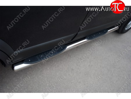 24 549 р. Защита порогов (круглая труба с накладками, диаметр 76 мм) SLITKOFF  Chevrolet Niva  2123 (2002-2008), Лада 2123 (Нива Шевроле) (2002-2008) (Круглые 90°)  с доставкой в г. Пермь