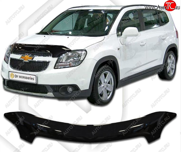 2 299 р. Дефлектор капота CA-Plastic Chevrolet Orlando (2011-2018) (серия Classic черный, Без надписи)  с доставкой в г. Пермь
