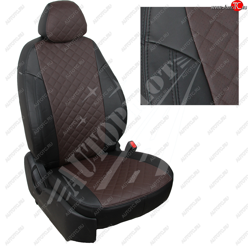8 749 р. Чехлы сидений AUTOPILOT Экокожа Ромб (задние спинка и сиденье 40/60)  Chevrolet Spark  M300 (2010-2022) дорестайлинг, 2-ой рестайлинг (Черный + Шоколад)  с доставкой в г. Пермь