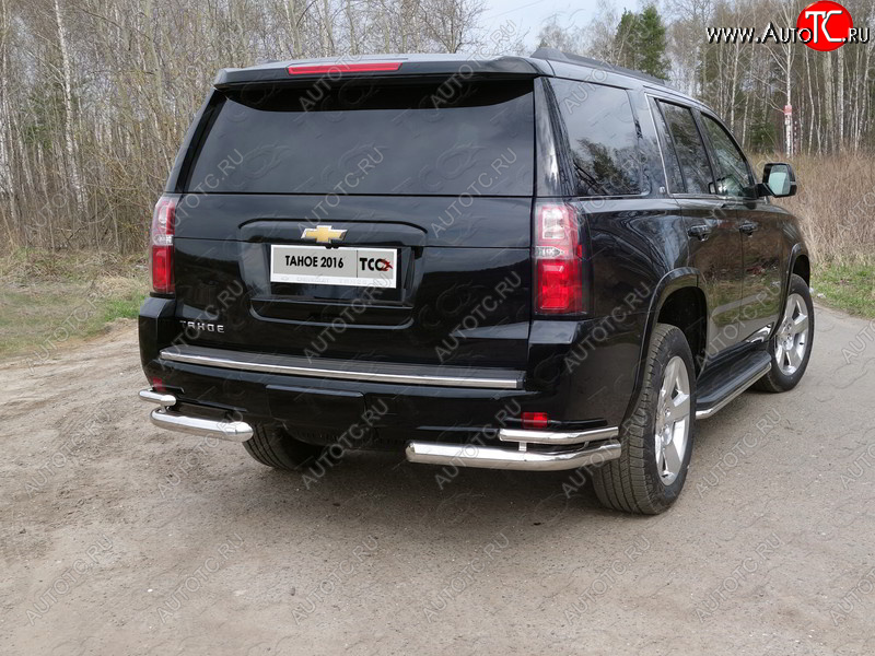 26 499 р. Защита заднего бампера (уголки двойные) ТСС 76,1/42,4 мм  Chevrolet Tahoe  K2UC (2014-2021)  с доставкой в г. Пермь