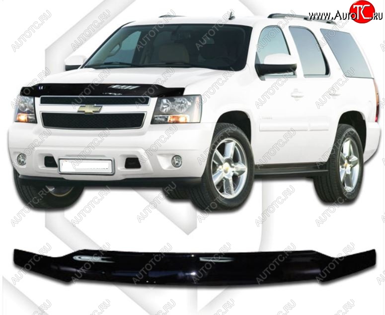 2 079 р. Дефлектор капота CA-Plastic  Chevrolet Tahoe  GMT900 (2006-2013) 5 дв. (Classic черный, Без надписи)  с доставкой в г. Пермь