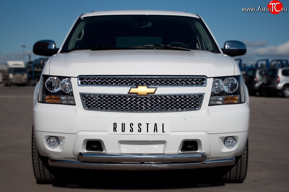 24 999 р. Защита переднего бампера (2 трубыØ76 мм, нержавейка) SLITKOFF Chevrolet Tahoe GMT900 5 дв. (2006-2013)  с доставкой в г. Пермь