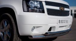 24 999 р. Защита переднего бампера (2 трубыØ76 и 42 мм, нержавейка) SLITKOFF Chevrolet Tahoe GMT900 5 дв. (2006-2013)  с доставкой в г. Пермь. Увеличить фотографию 2