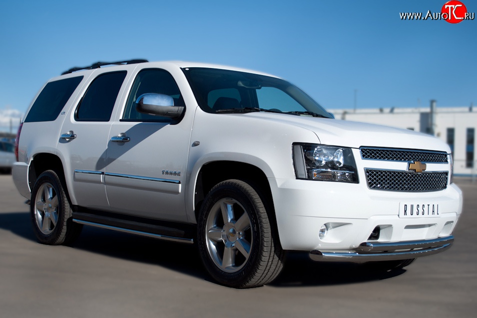16 949 р. Защита порогов SLITKOFF из круглой трубы диаметром 42 мм (рестайлинг)  Chevrolet Tahoe  GMT900 (2006-2013) 5 дв.  с доставкой в г. Пермь